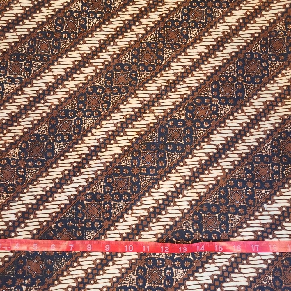 New Batik Fabric Striped Tribal Tropical Brown Cream Cotton 96" x 41"